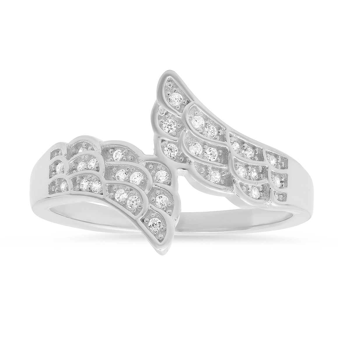 Sterling Silver CZ Angel Wings Ring - Charming Charlie