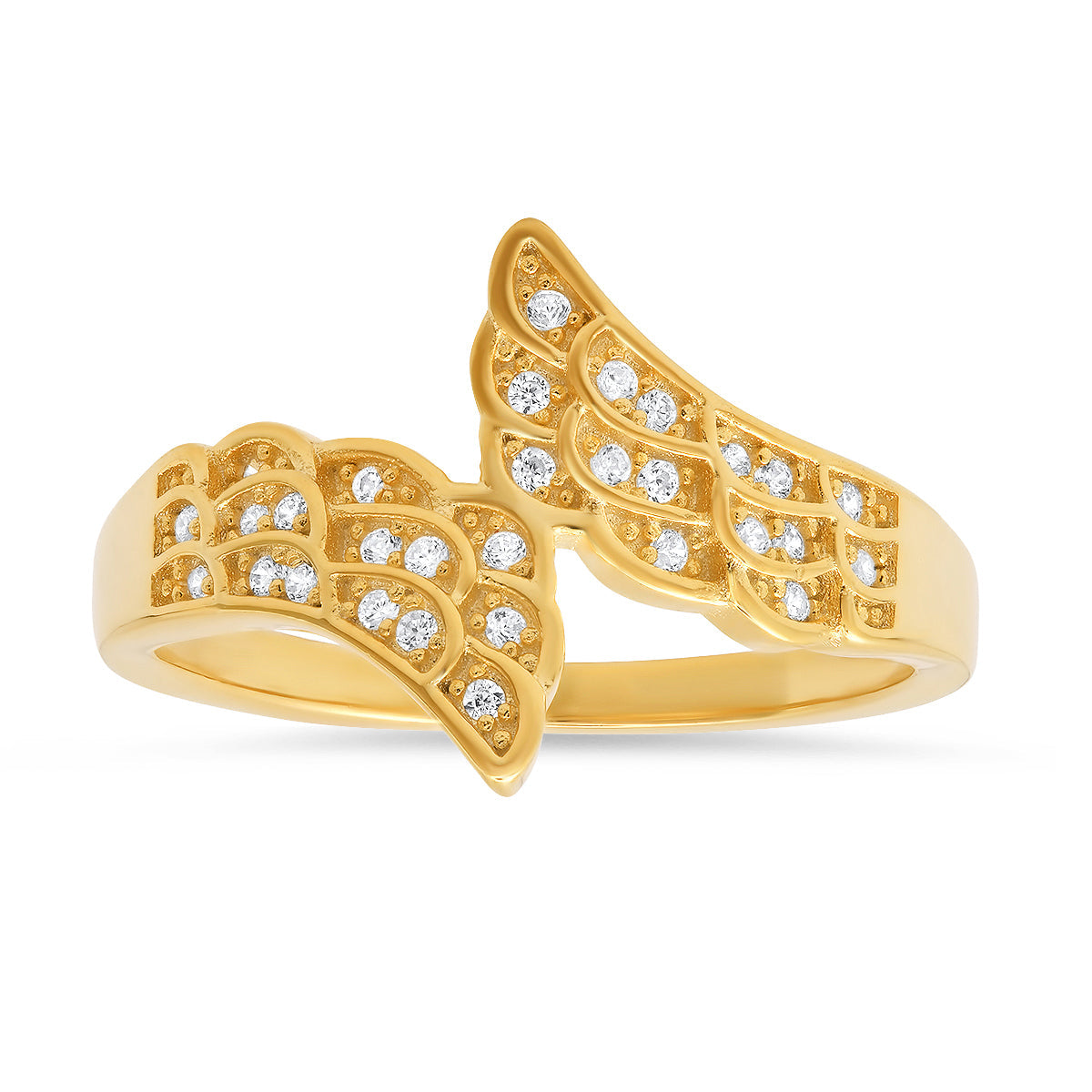 Sterling Silver CZ Angel Wings Ring - Charming Charlie