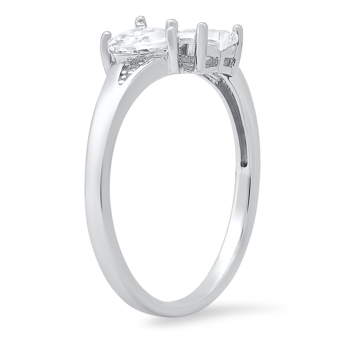 Sterling Silver Double Heart CZ Ring - Charming Charlie
