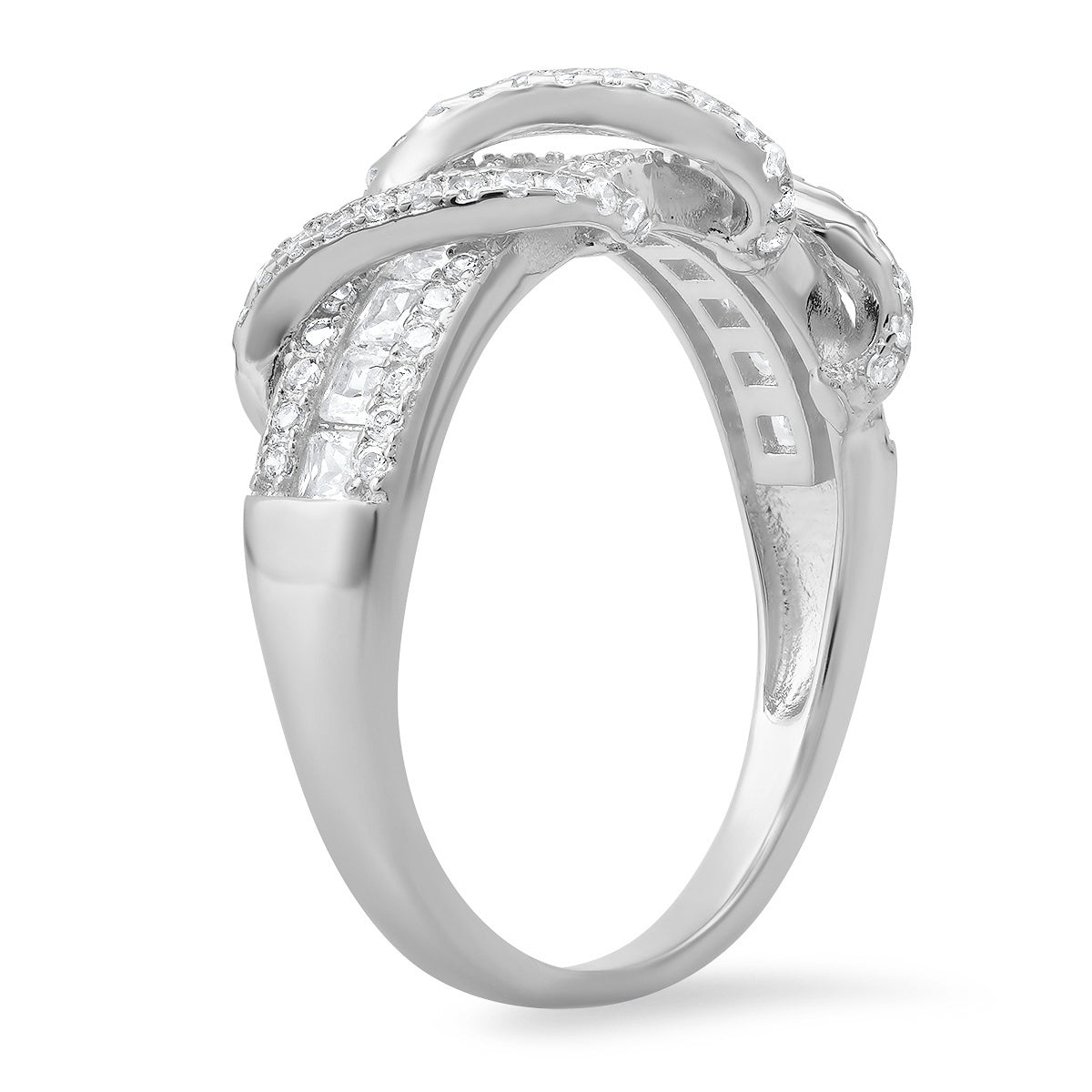 Sterling Silver Exotic Twist CZ Band Ring - Charming Charlie