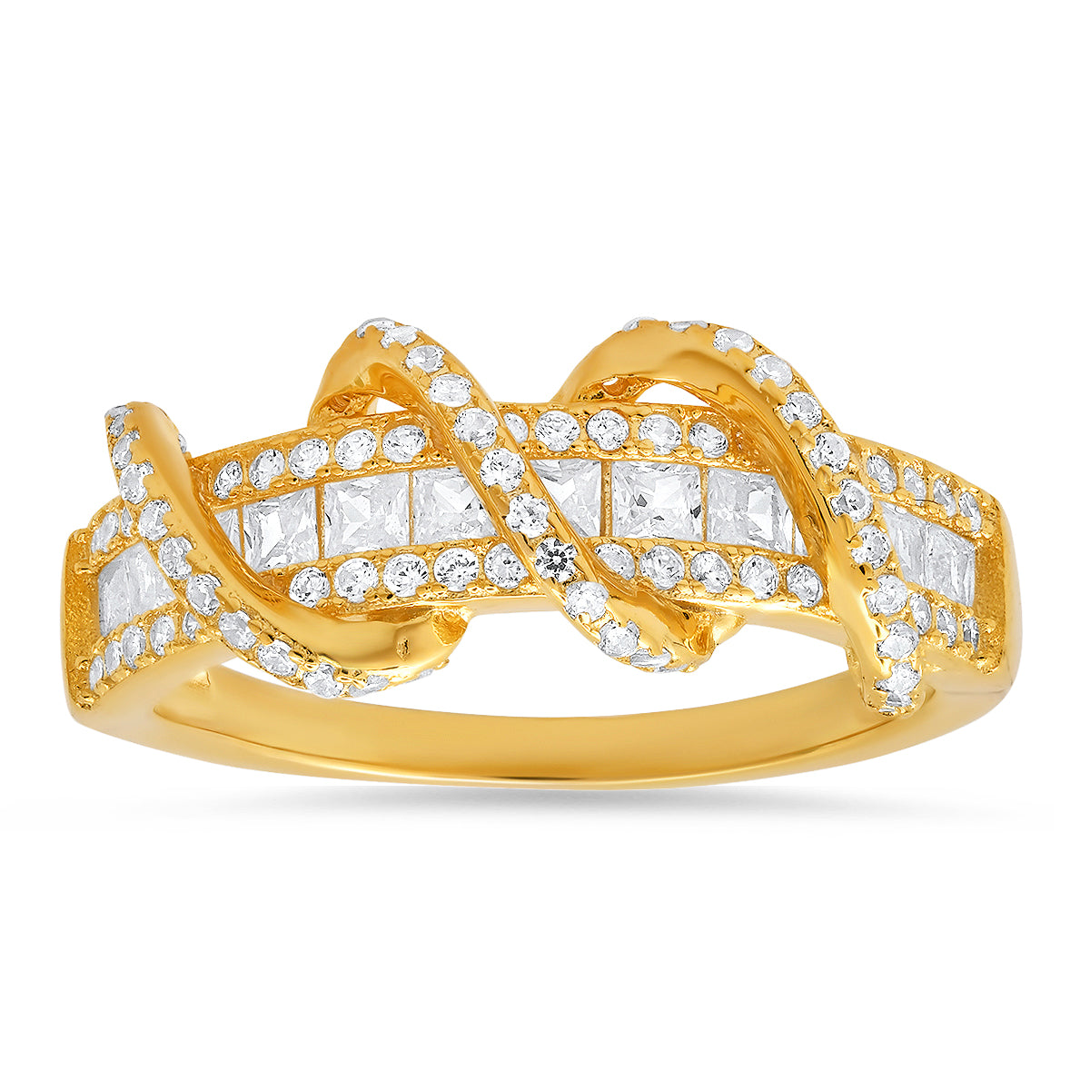 Sterling Silver Exotic Twist CZ Band Ring - Charming Charlie