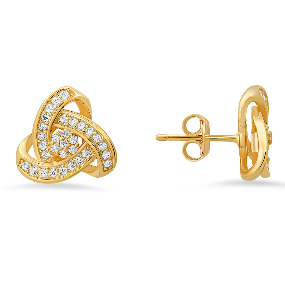 Sterling Silver Trinity Love Knot CZ Stud Earrings - Charming Charlie