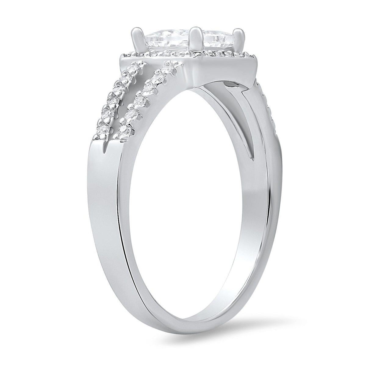 Sterling Silver Princess-cut Halo CZ Ring - Charming Charlie