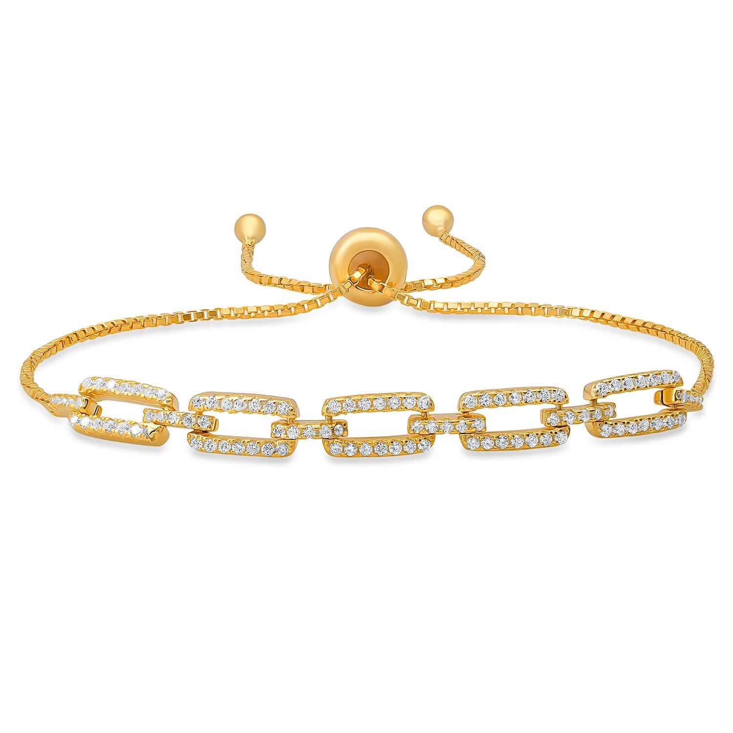 Sterling Silver CZ Paperclip Adjustable Bracelet - Charming Charlie
