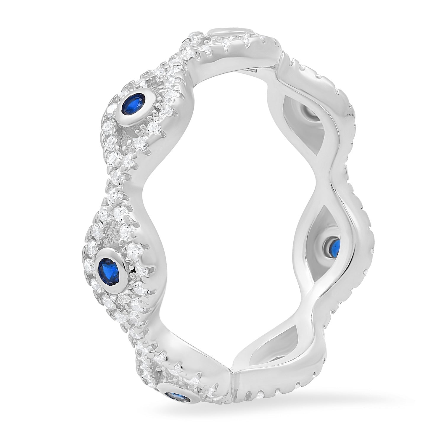 Sterling Silver CZ Evil Eye Eternity Band Ring - Charming Charlie