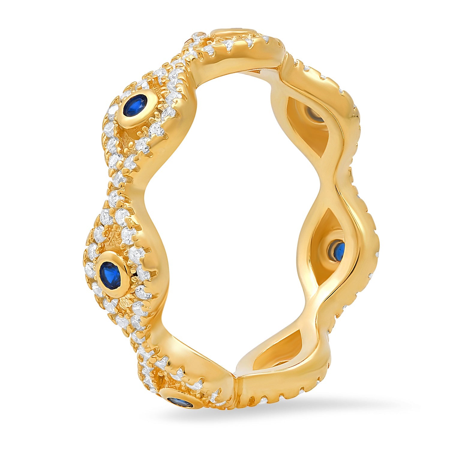 Sterling Silver CZ Evil Eye Eternity Band Ring - Charming Charlie