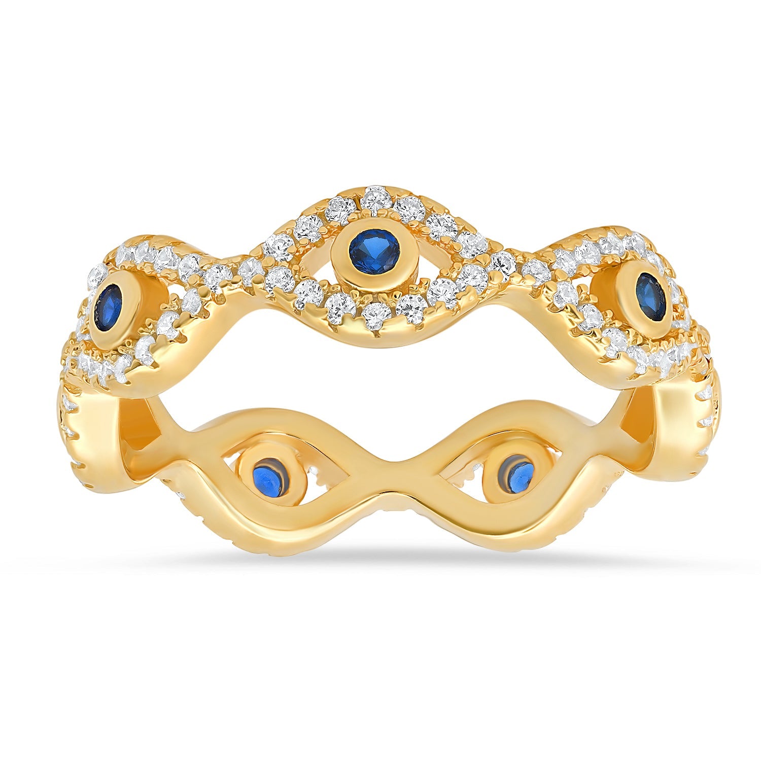 Sterling Silver CZ Evil Eye Eternity Band Ring - Charming Charlie