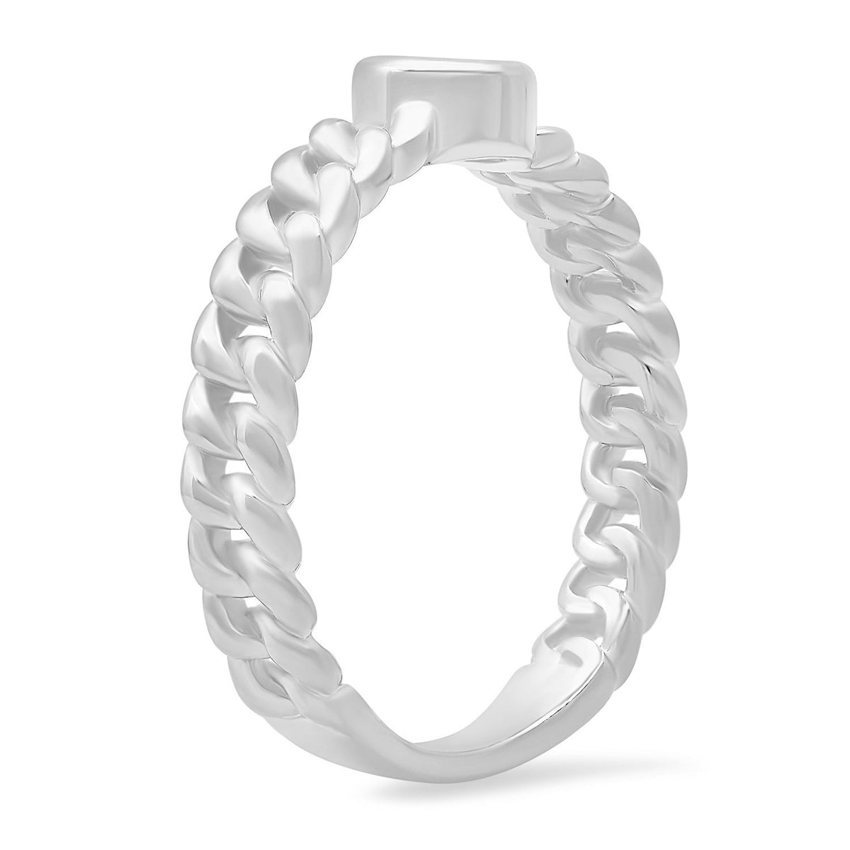 Bezel-set CZ Curb Chain Ring - Charming Charlie