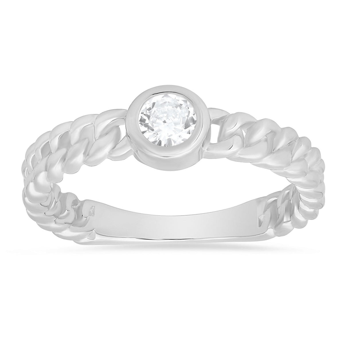 Bezel-set CZ Curb Chain Ring - Charming Charlie