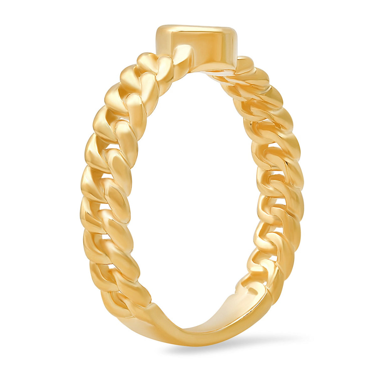 Bezel-set CZ Curb Chain Ring - Charming Charlie