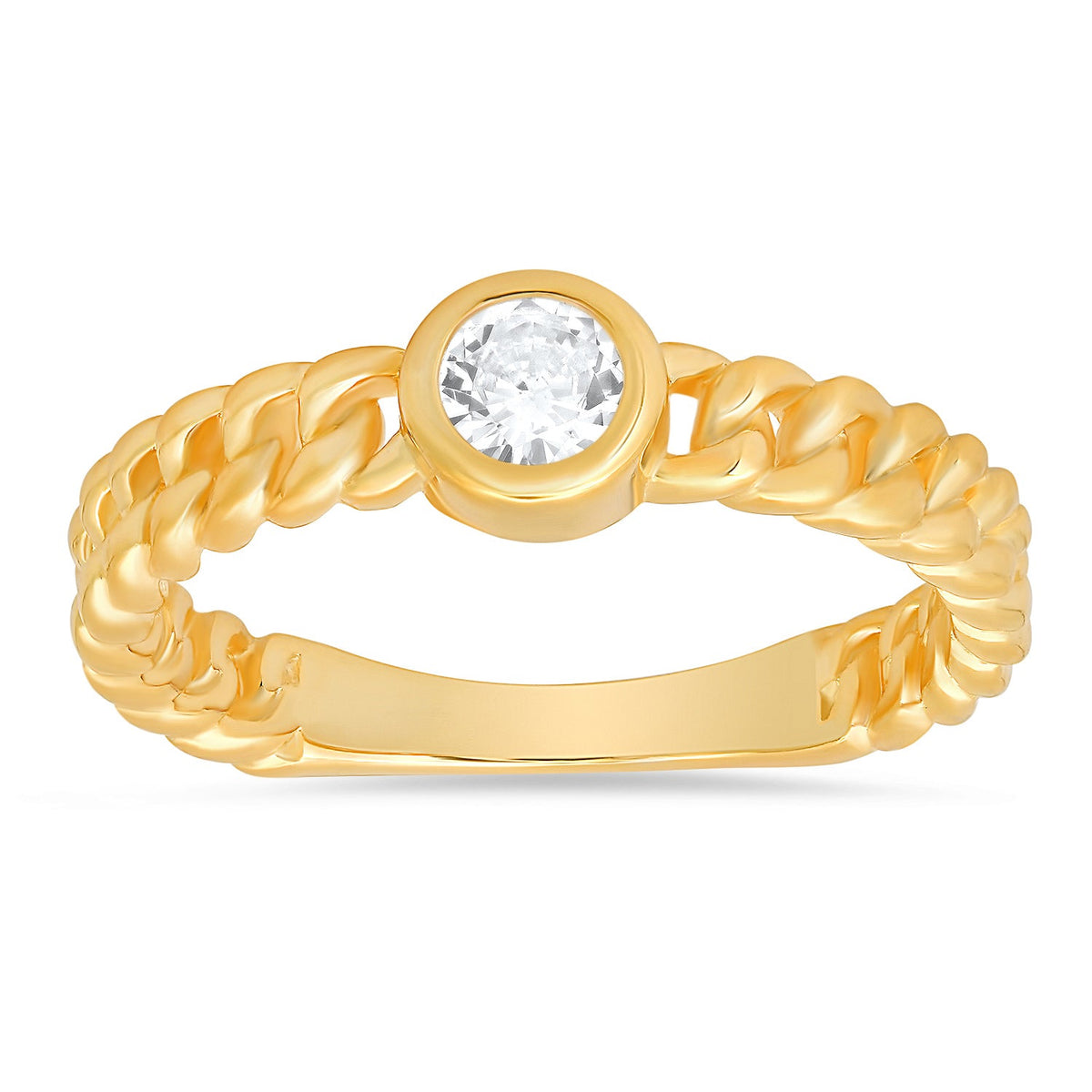 Bezel-set CZ Curb Chain Ring - Charming Charlie
