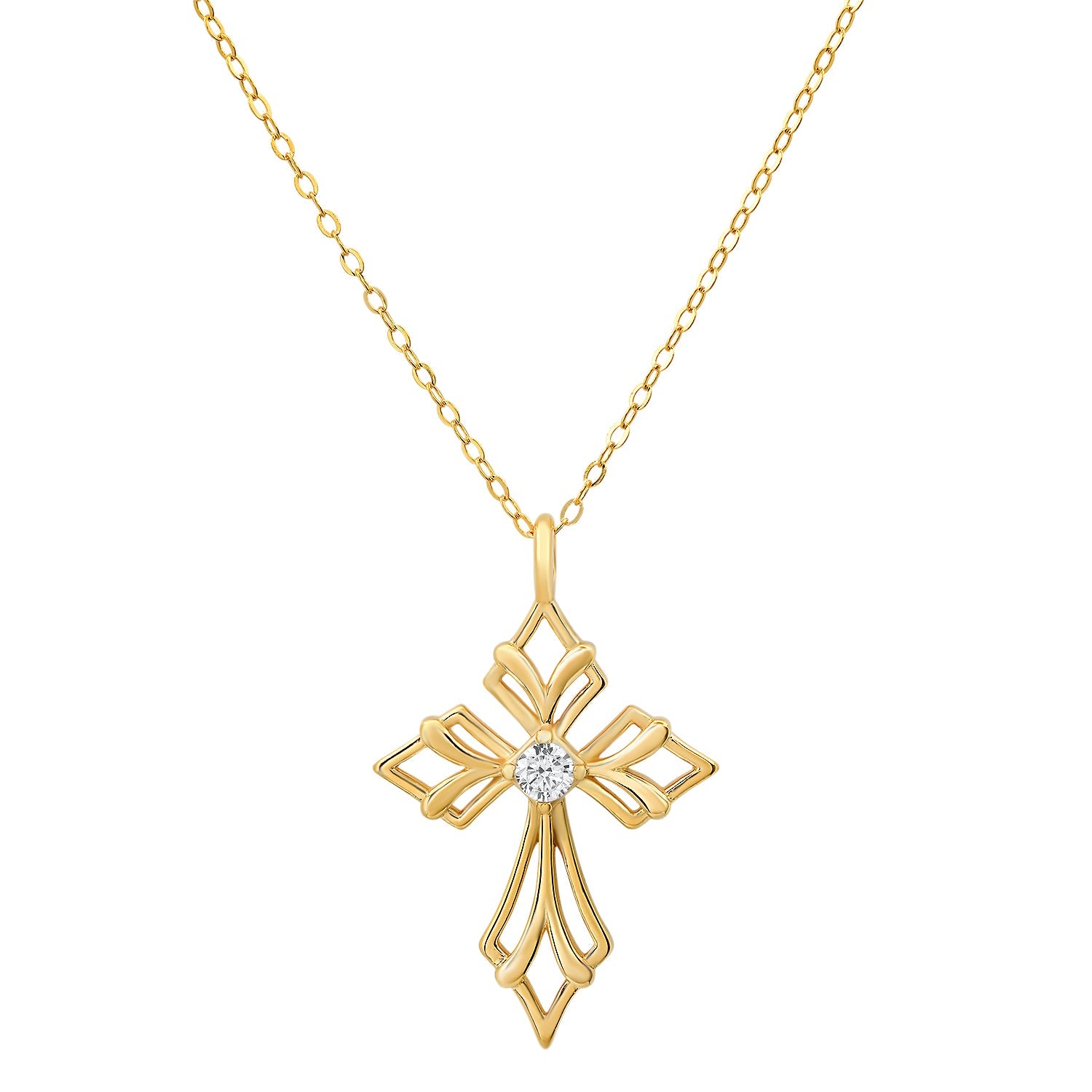 Sterling Silver Art Deco Cross Pendant Necklace - Charming Charlie