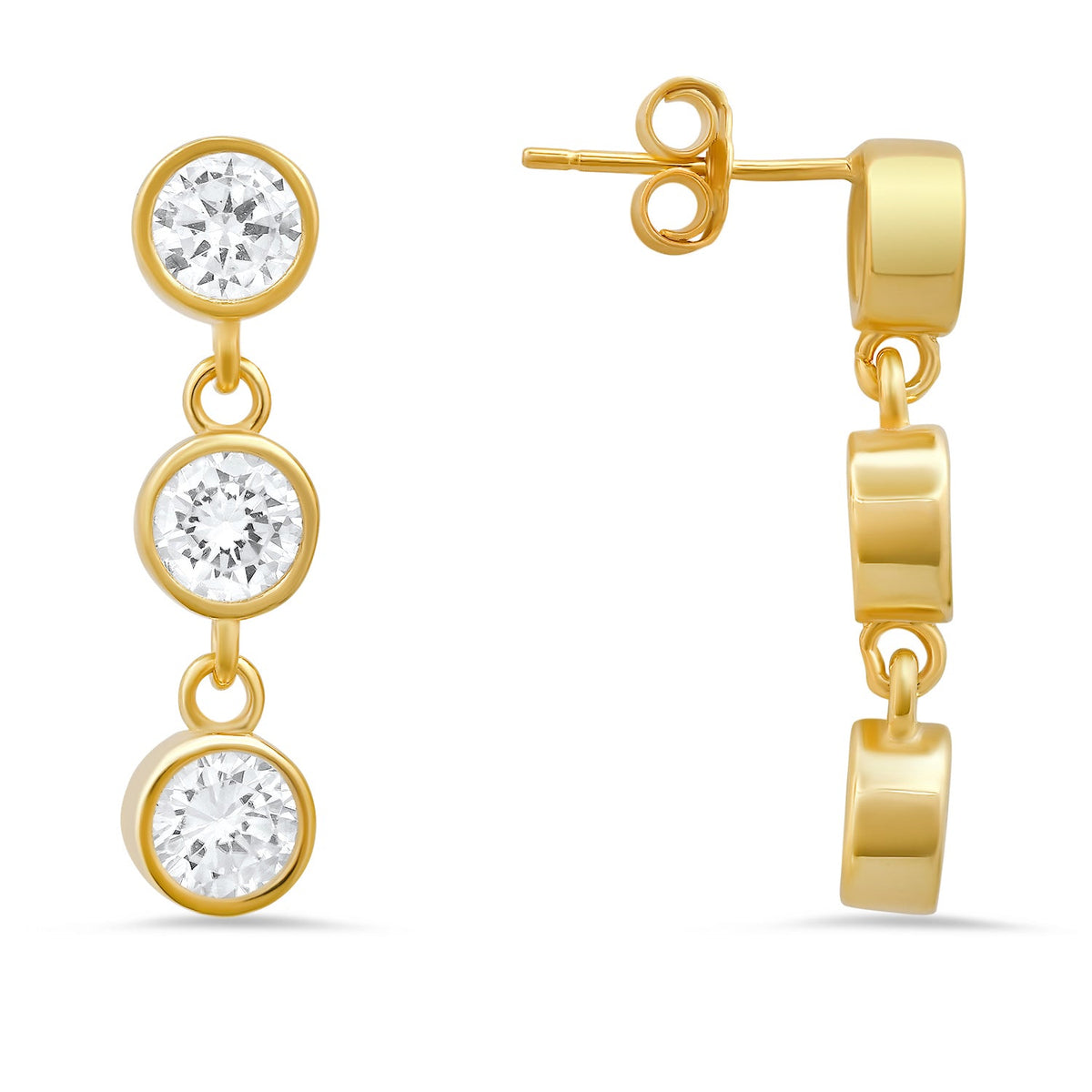 Sterling Silver Dangling Bezel-set CZ Earrings - Charming Charlie