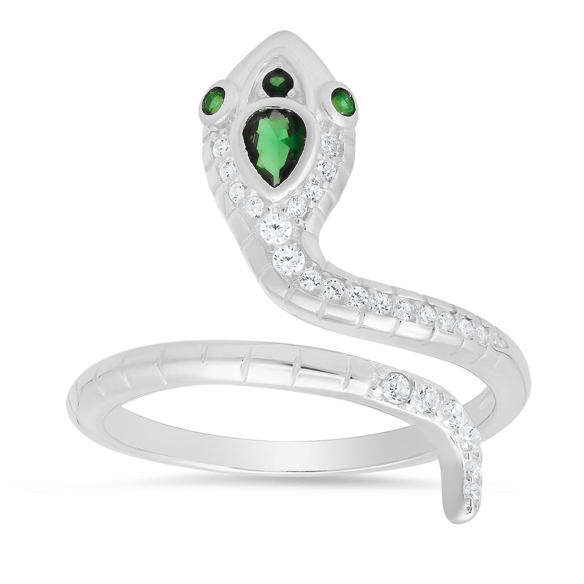Sterling Silver CZ Snake Ring - Charming Charlie
