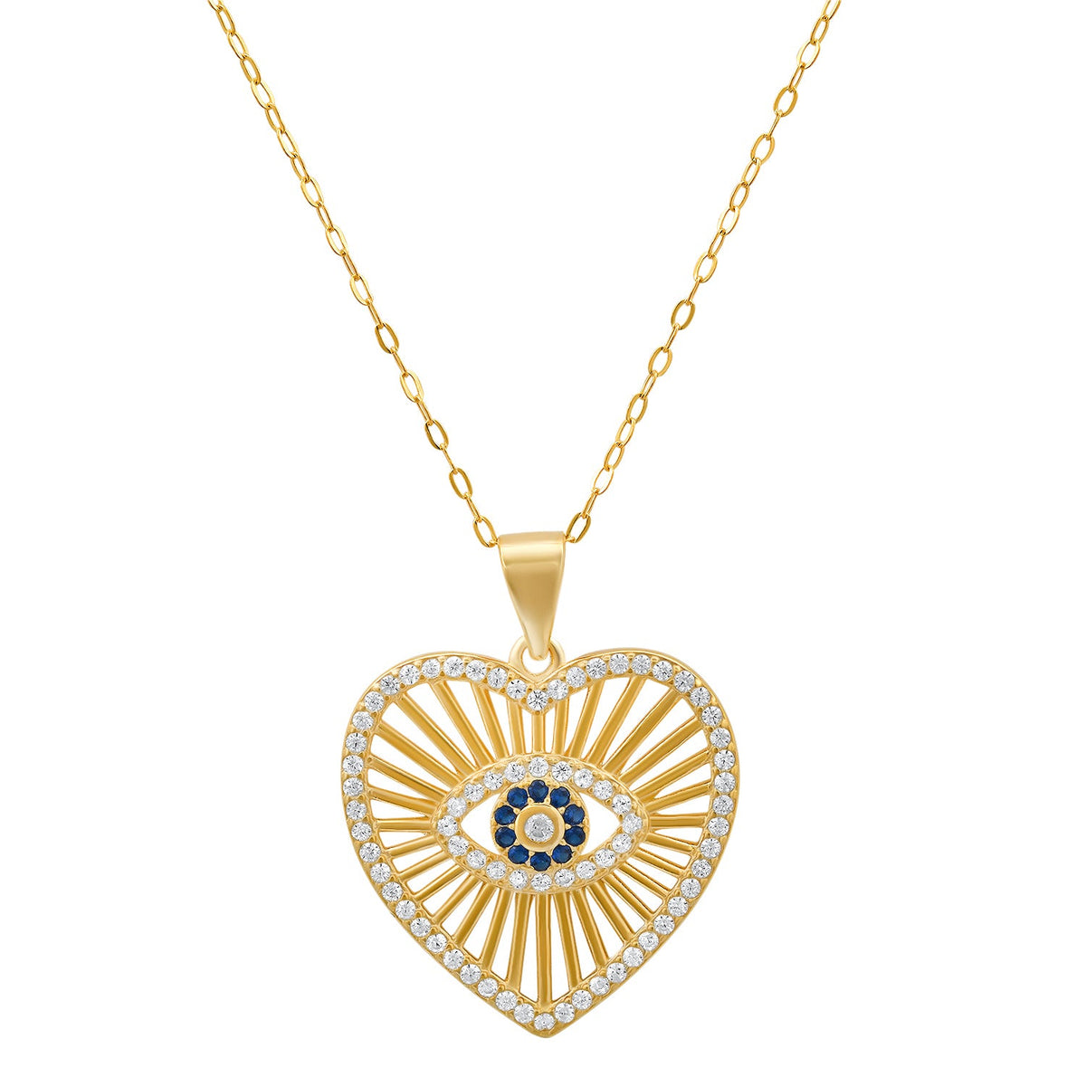 14k Gold Over Silver Evil Eye Heart Pendant - Charming Charlie