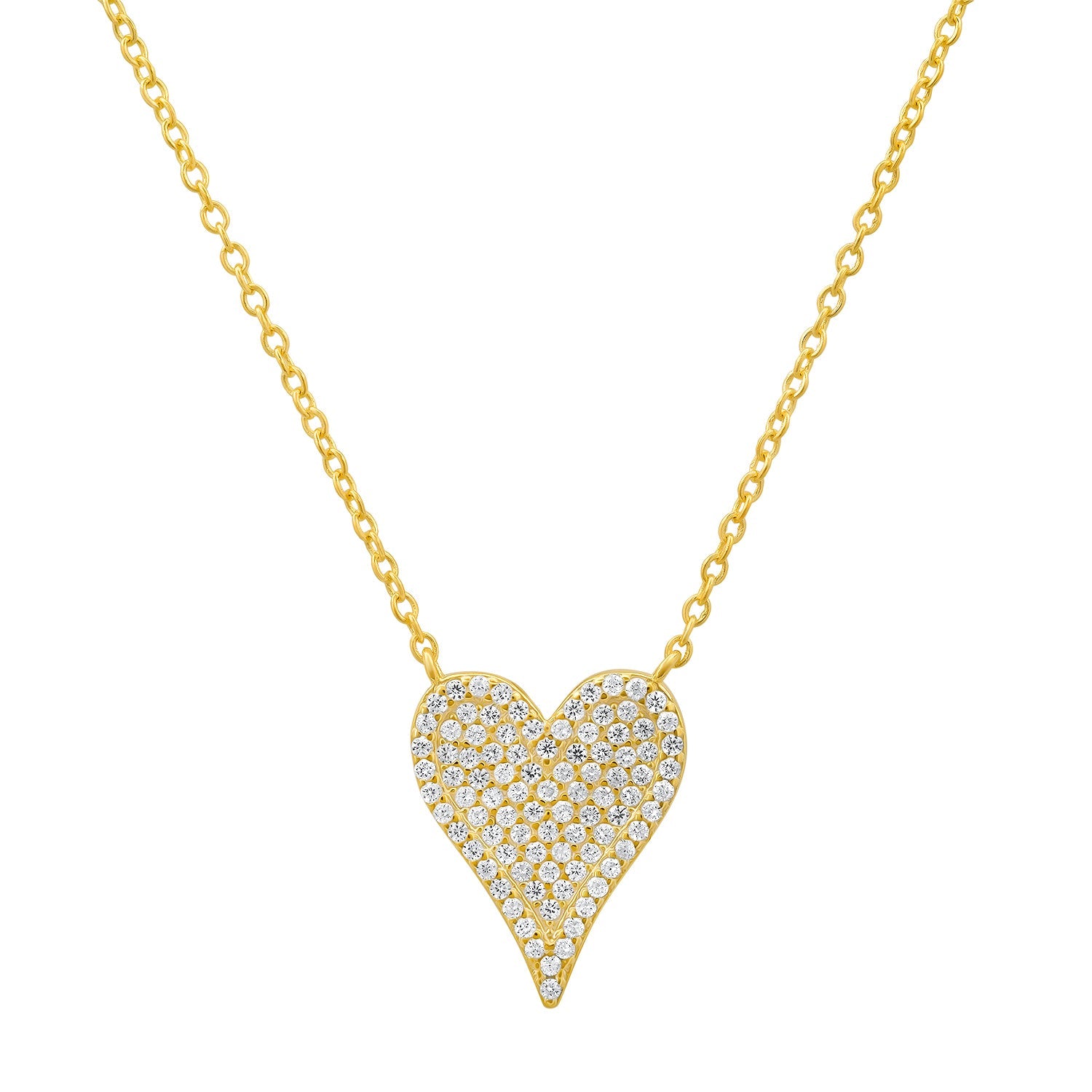 Sterling Silver Elongated CZ Heart Necklace - Charming Charlie