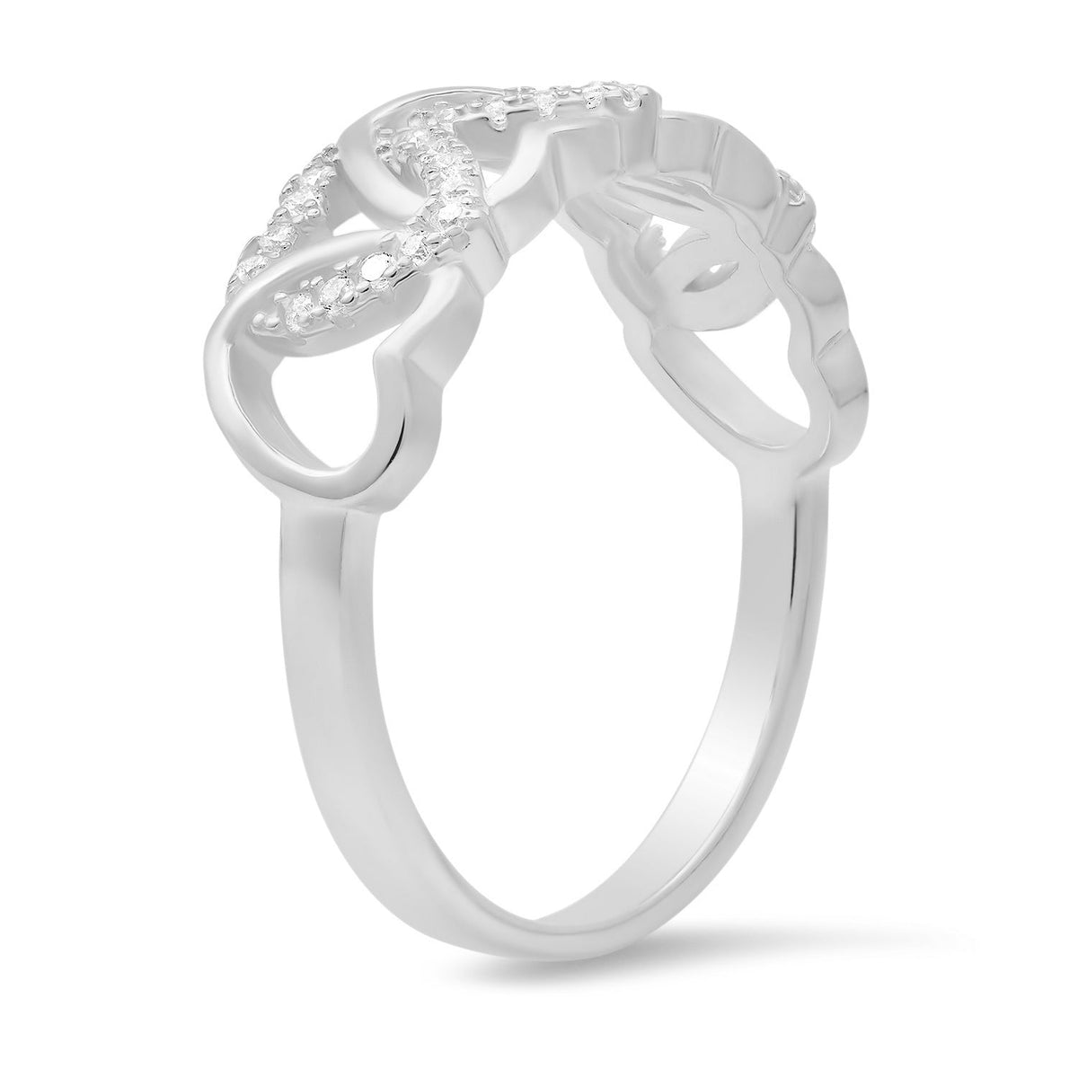 Sterling Silver Interlocking Hearts CZ Ring - Charming Charlie