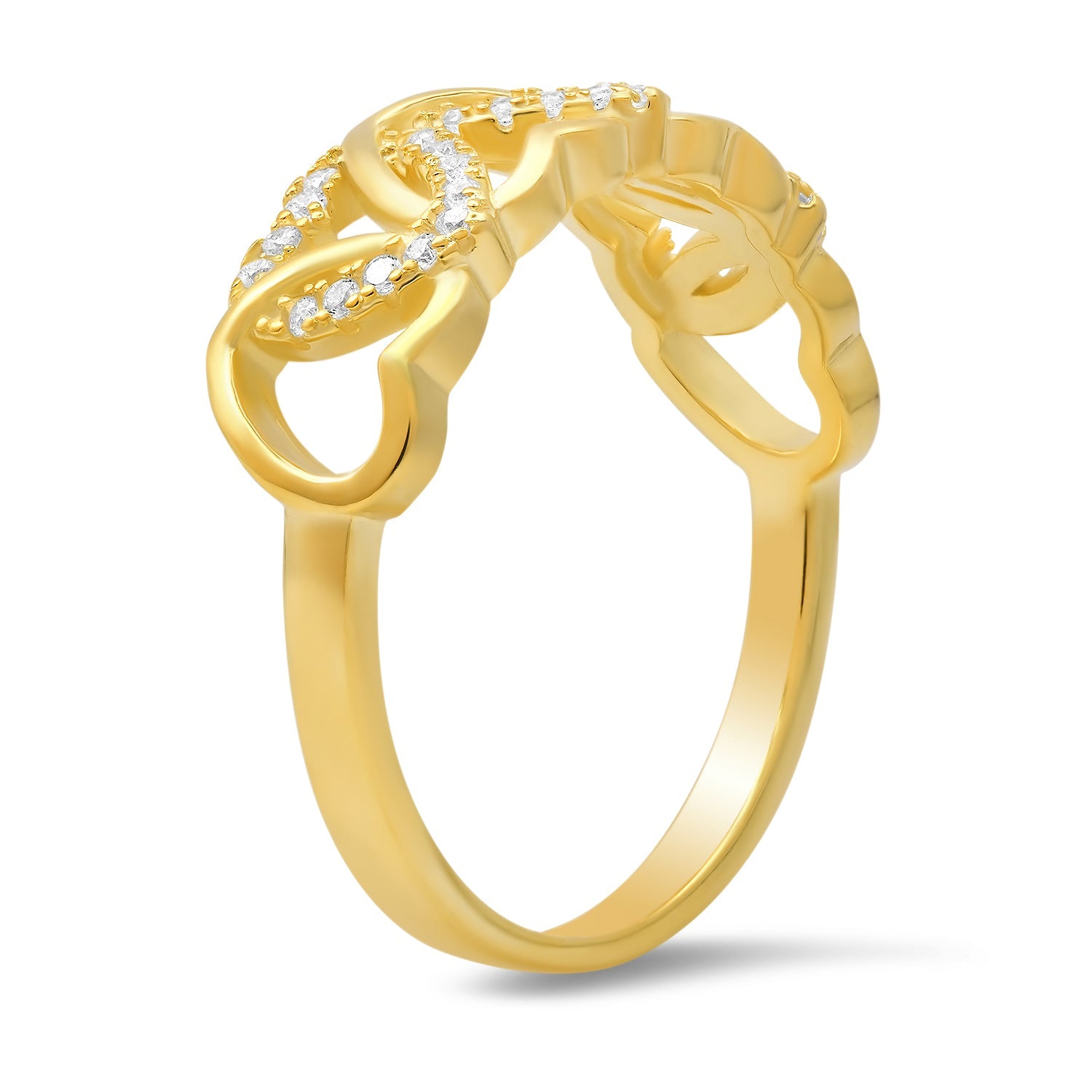 Sterling Silver Interlocking Hearts CZ Ring - Charming Charlie