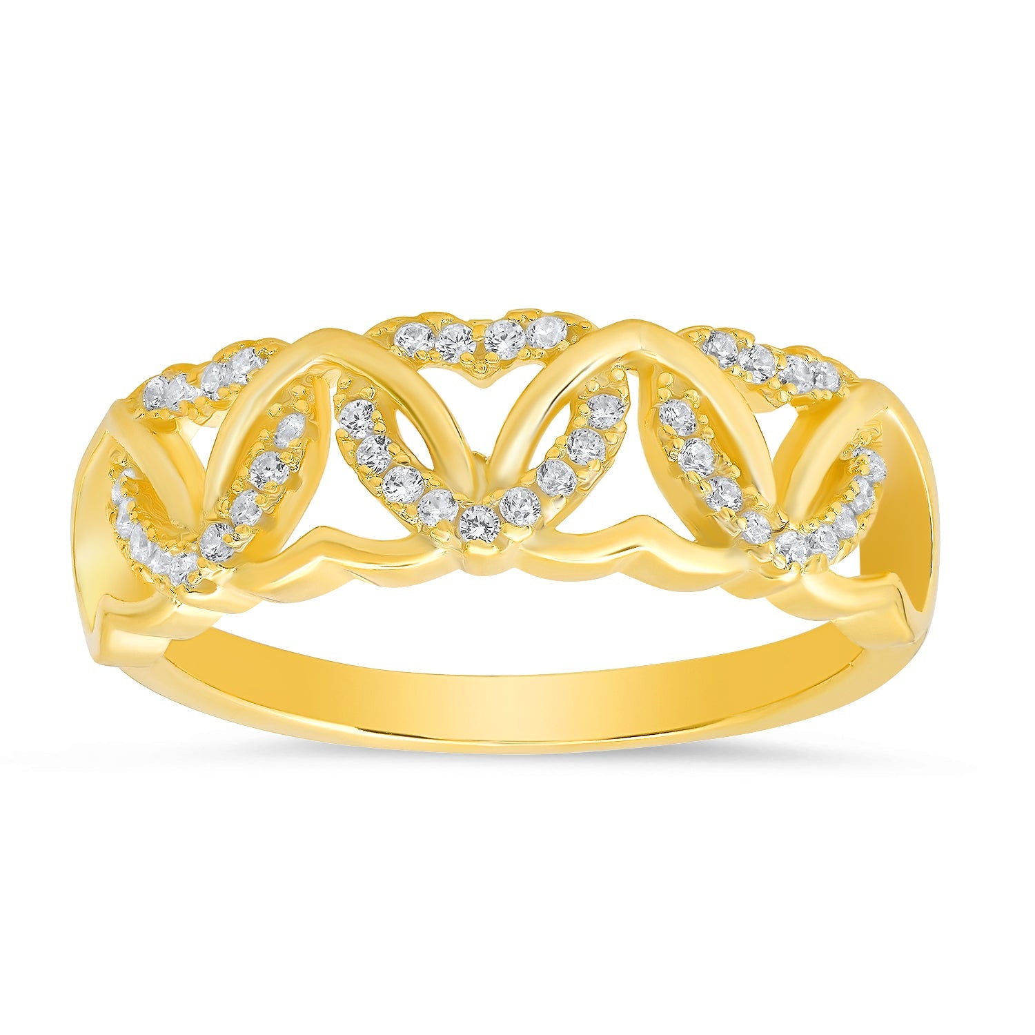 Sterling Silver Interlocking Hearts CZ Ring - Charming Charlie