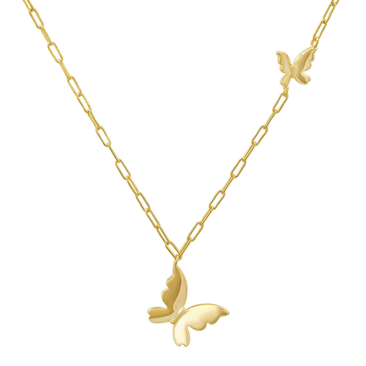 Sterling Silver Petite Paper Clip Floating Butterfly Necklace - Charming Charlie