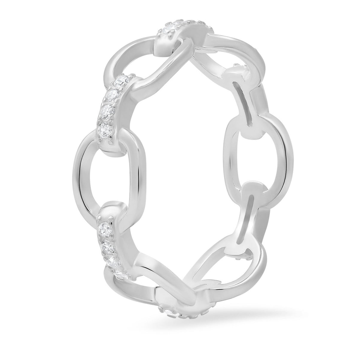 Sterling Silver CZ Paper Clip Band Ring - Charming Charlie