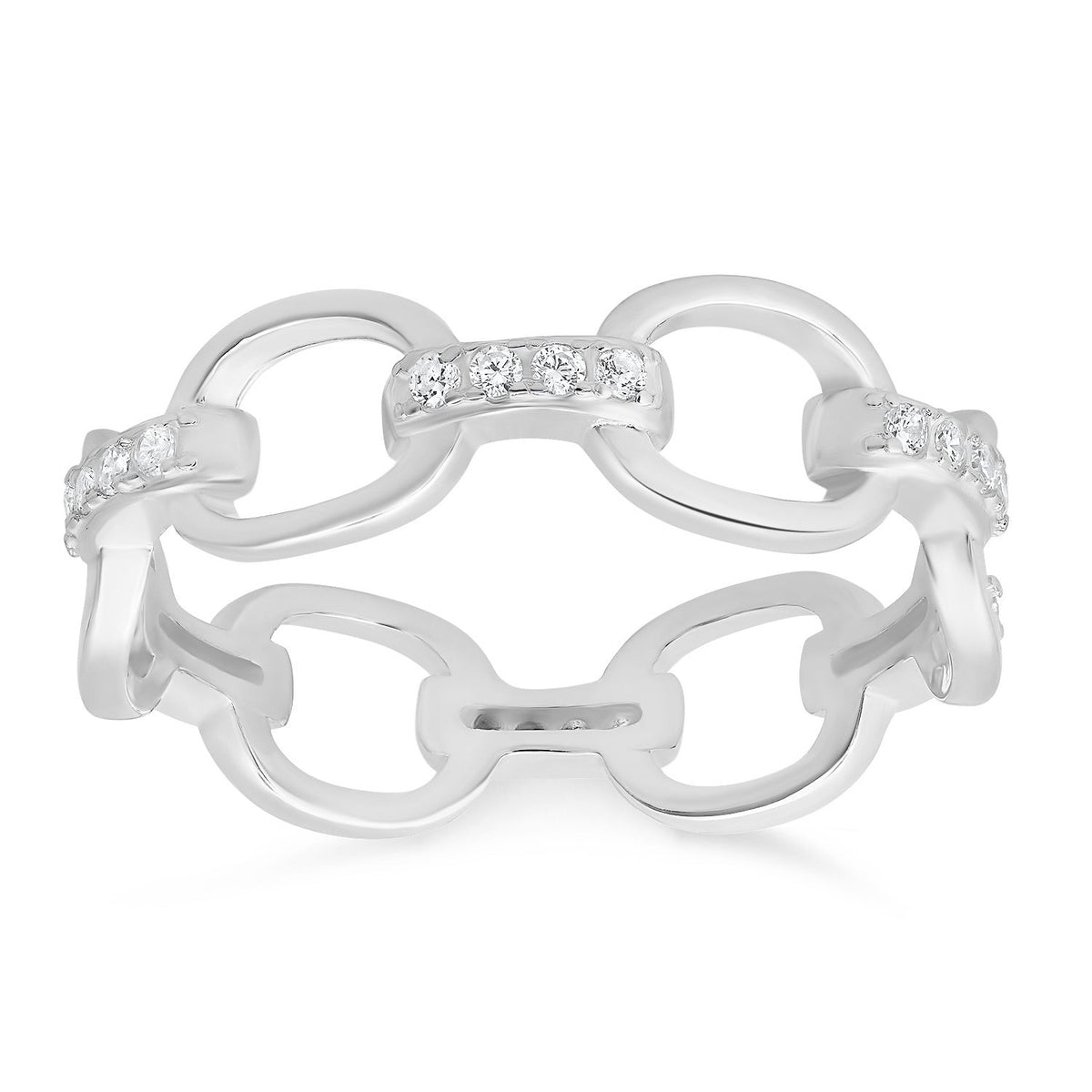 Sterling Silver CZ Paper Clip Band Ring - Charming Charlie