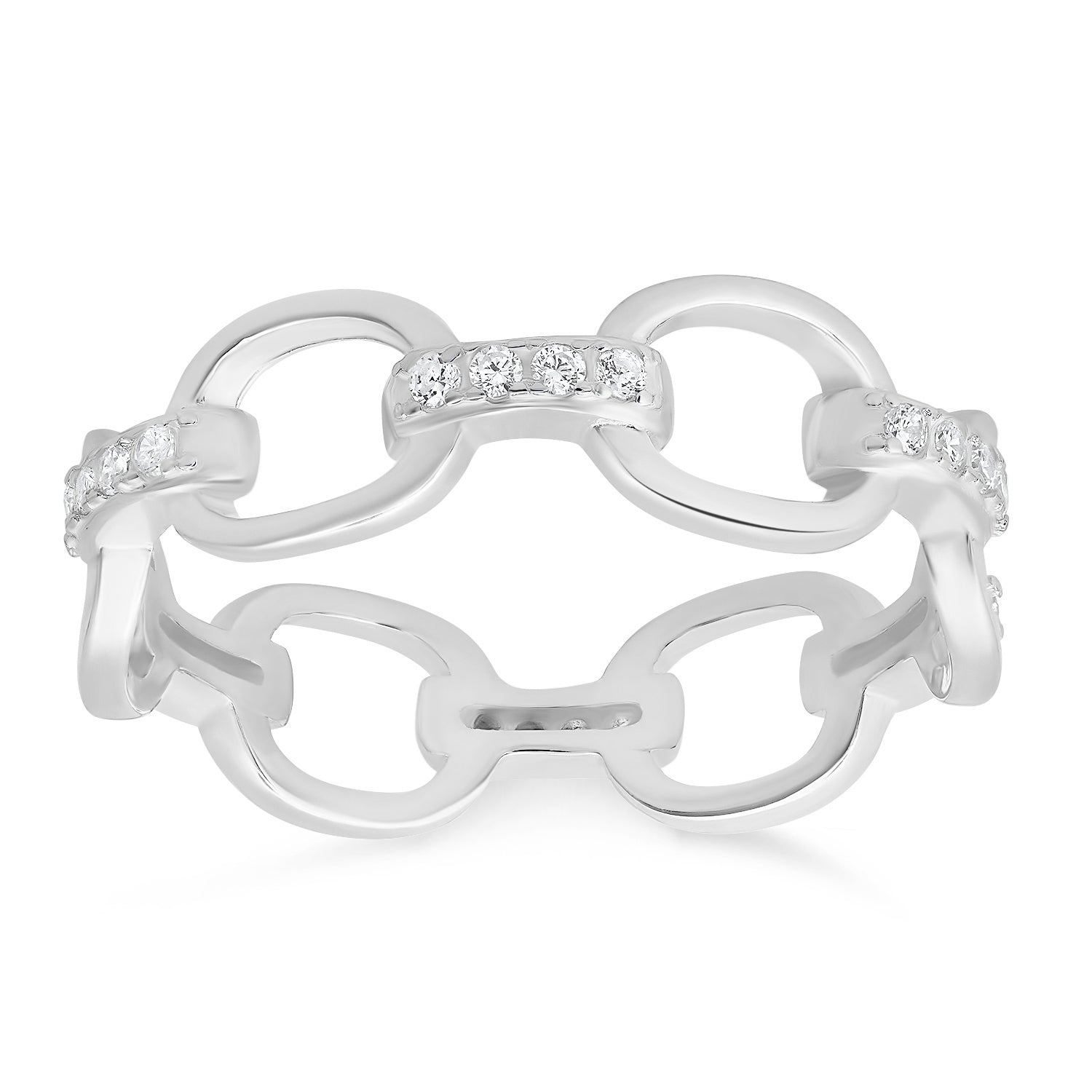 Sterling Silver CZ Paper Clip Band Ring - Charming Charlie