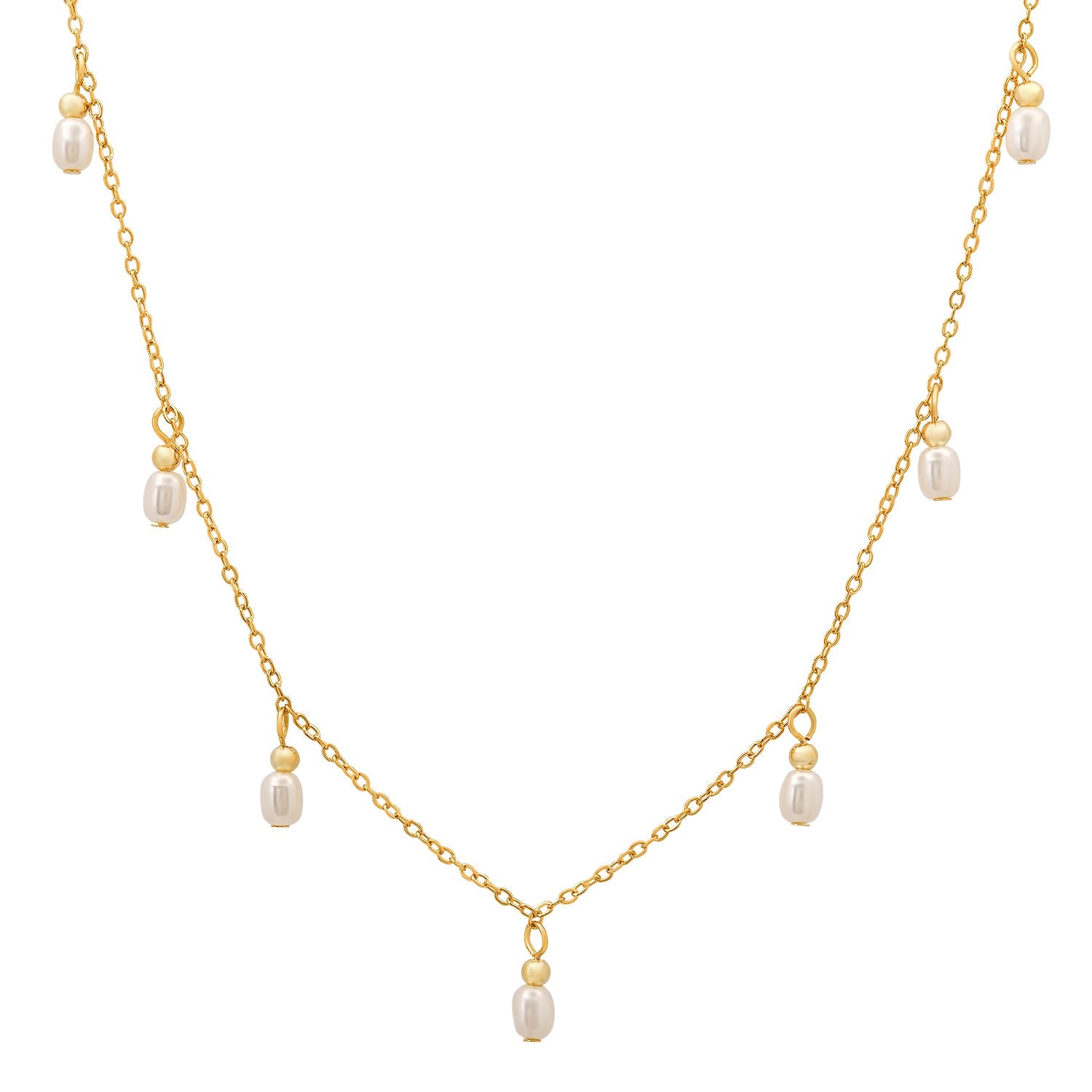 Sterling Silver Dangling Pearl Charm Choker Necklace - Charming Charlie