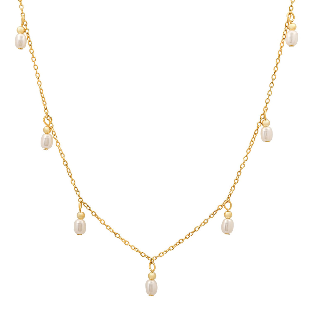 Sterling Silver Dangling Pearl Charm Choker Necklace - Charming Charlie