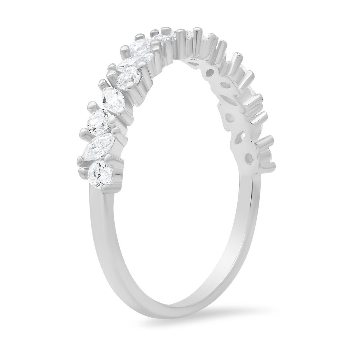 Sterling Silver Marquise-cut CZ Band Ring - Charming Charlie