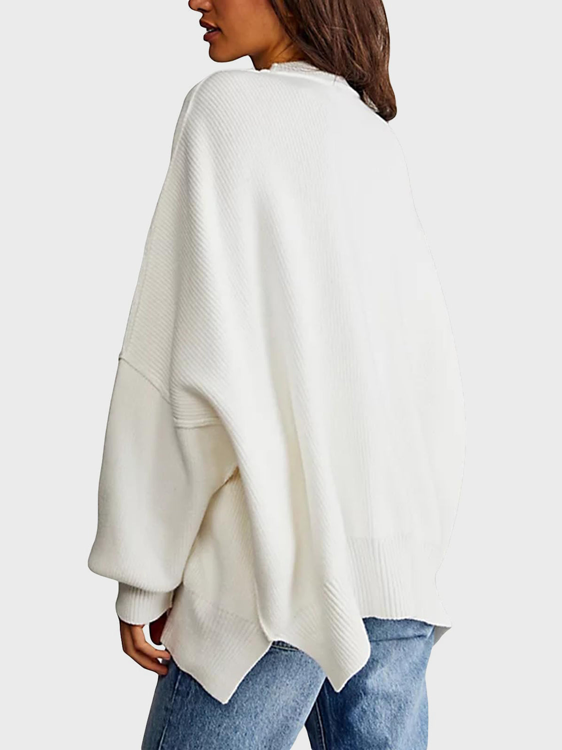 Round Neck Long Sleeve Sweater - Charming Charlie