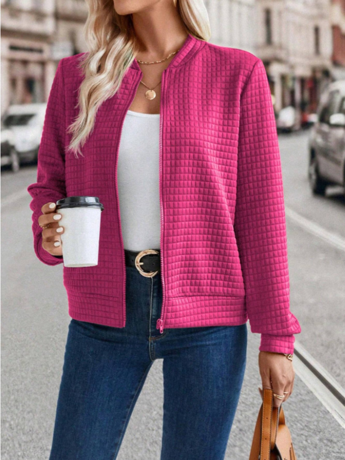 Zip Up Long Sleeve Jacket - Charming Charlie