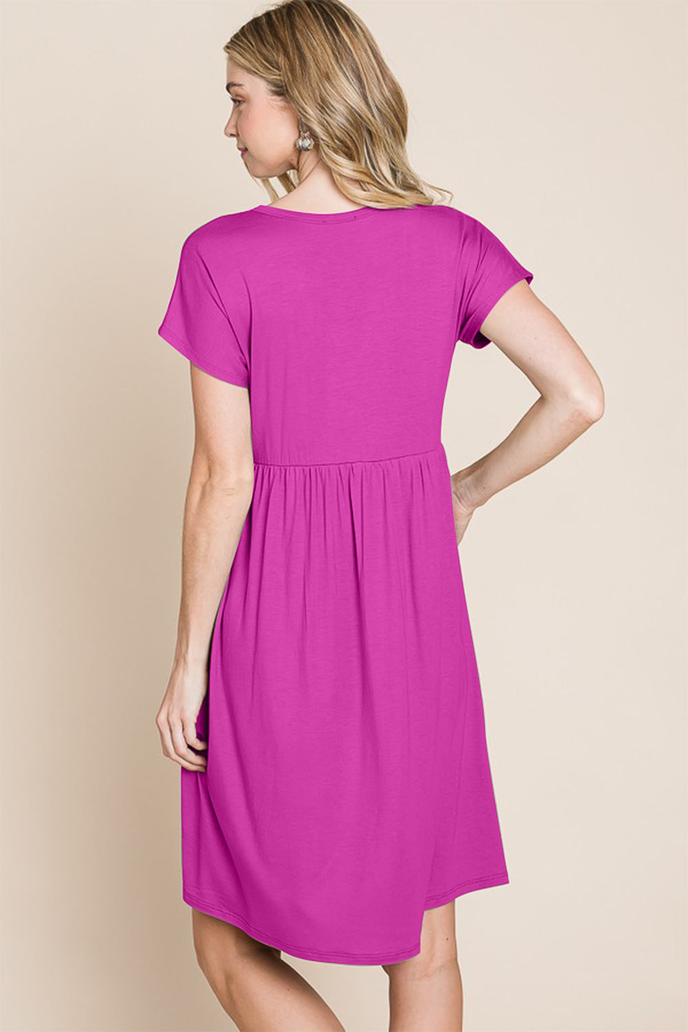 BOMBOM V-Neck Short Sleeve Dress - Charming Charlie