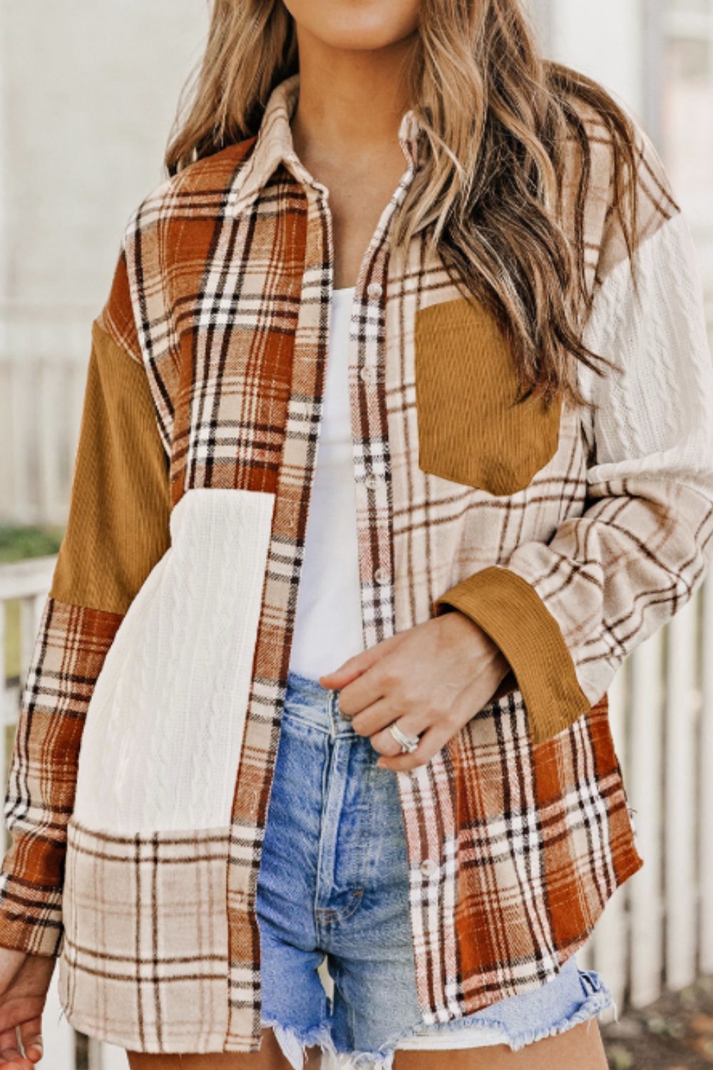 Plaid Button Up Long Sleeve Shacket - Charming Charlie