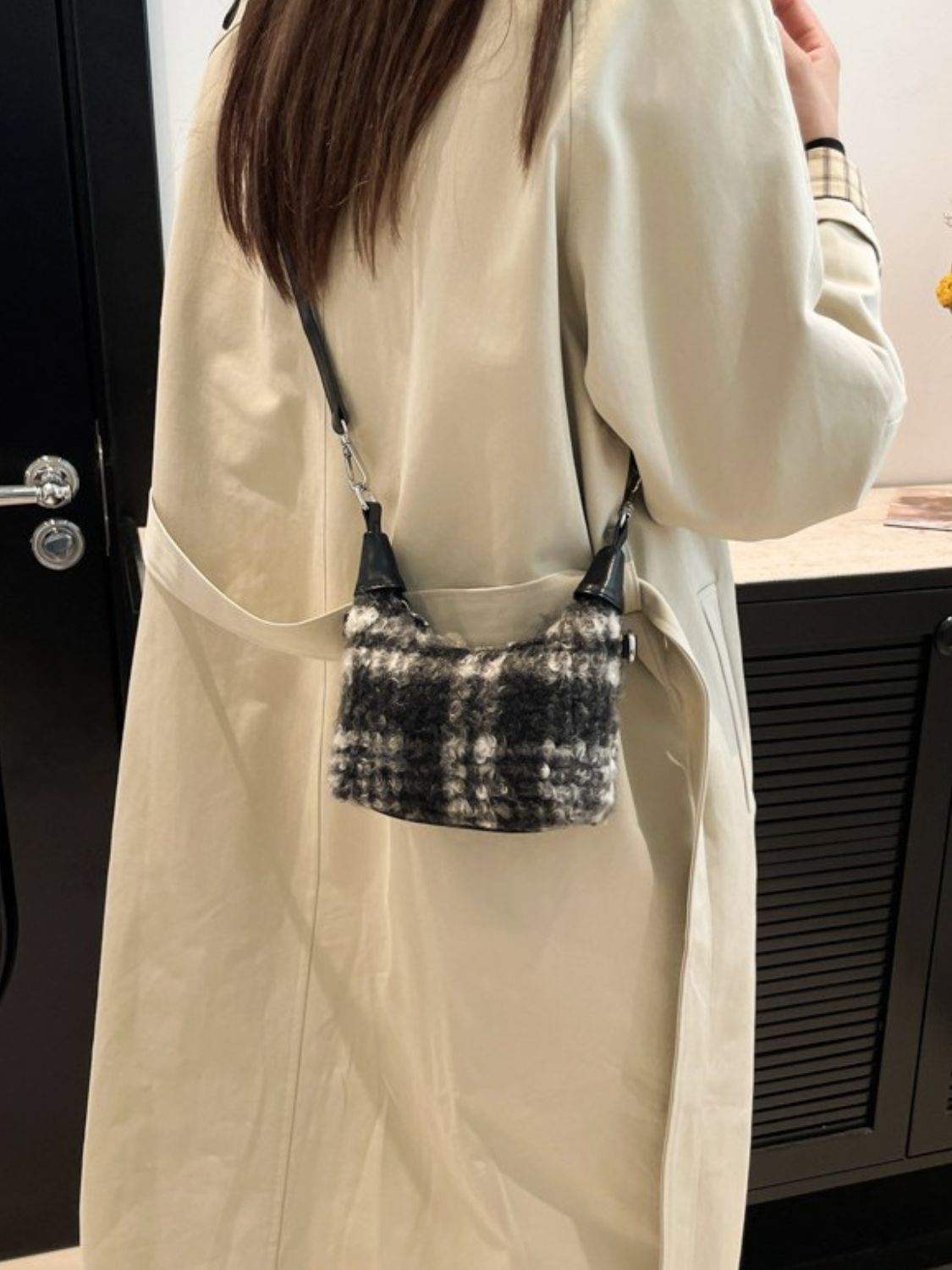 Fuzzy Polyester Mini Handbag with Zipper - Charming Charlie