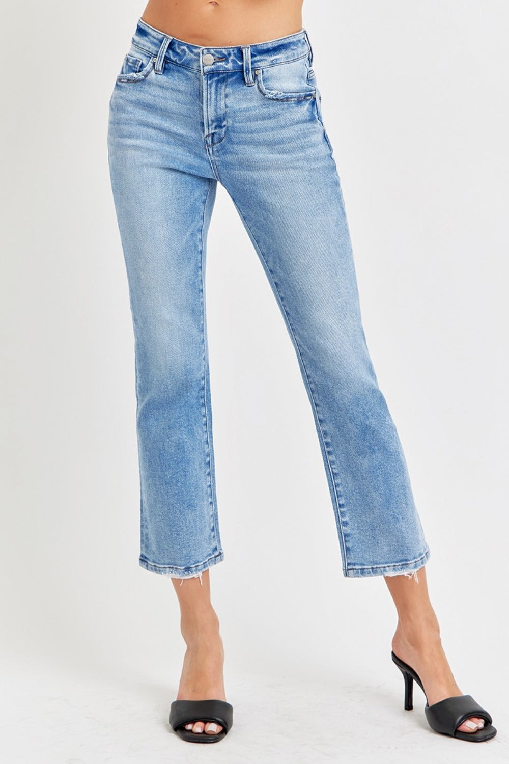 RISEN Full Size Low Rise Crop Slim Straight Jeans - Charming Charlie