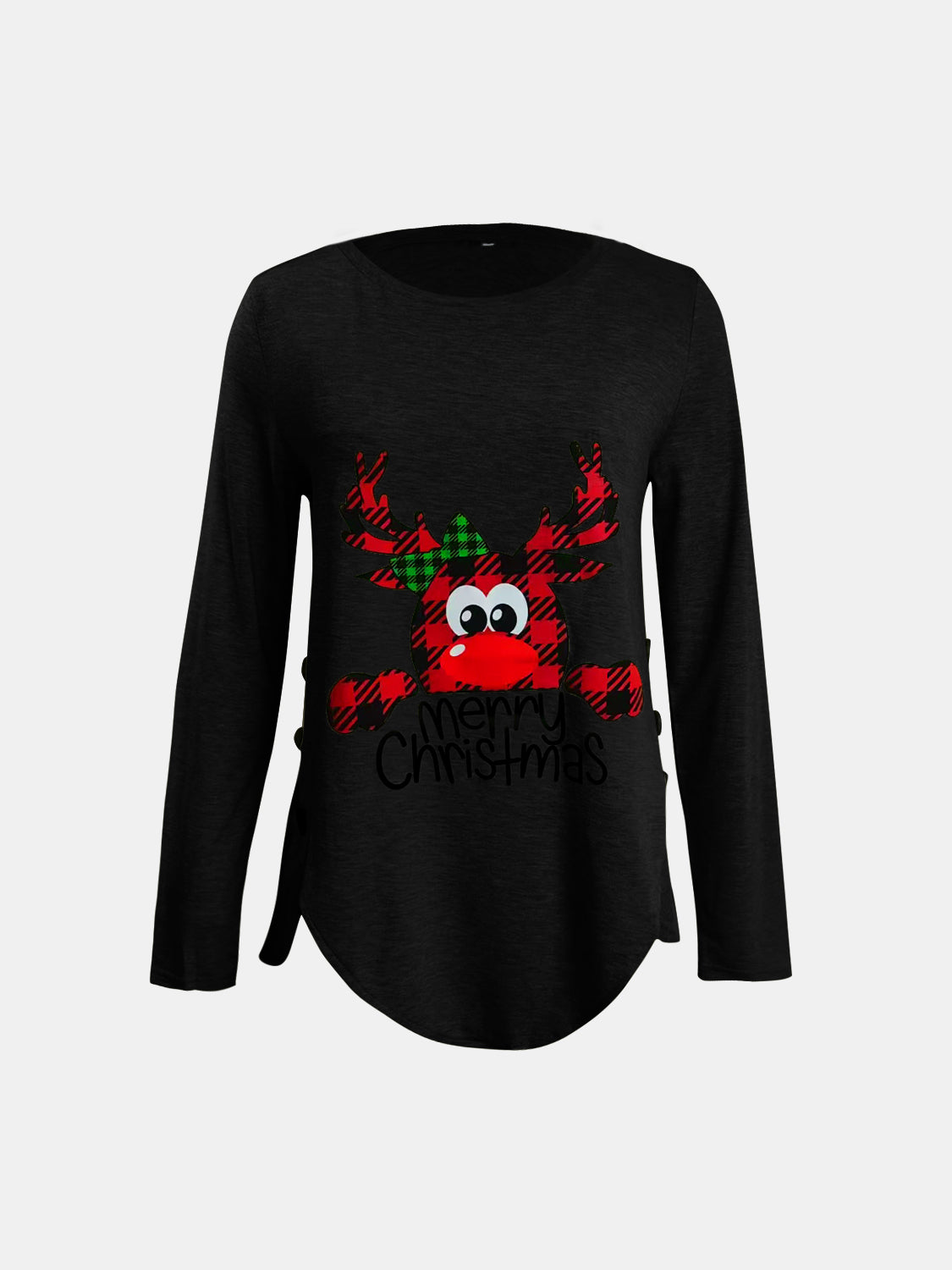 Full Size Reindeer Round Neck Long Sleeve T-Shirt - Charming Charlie