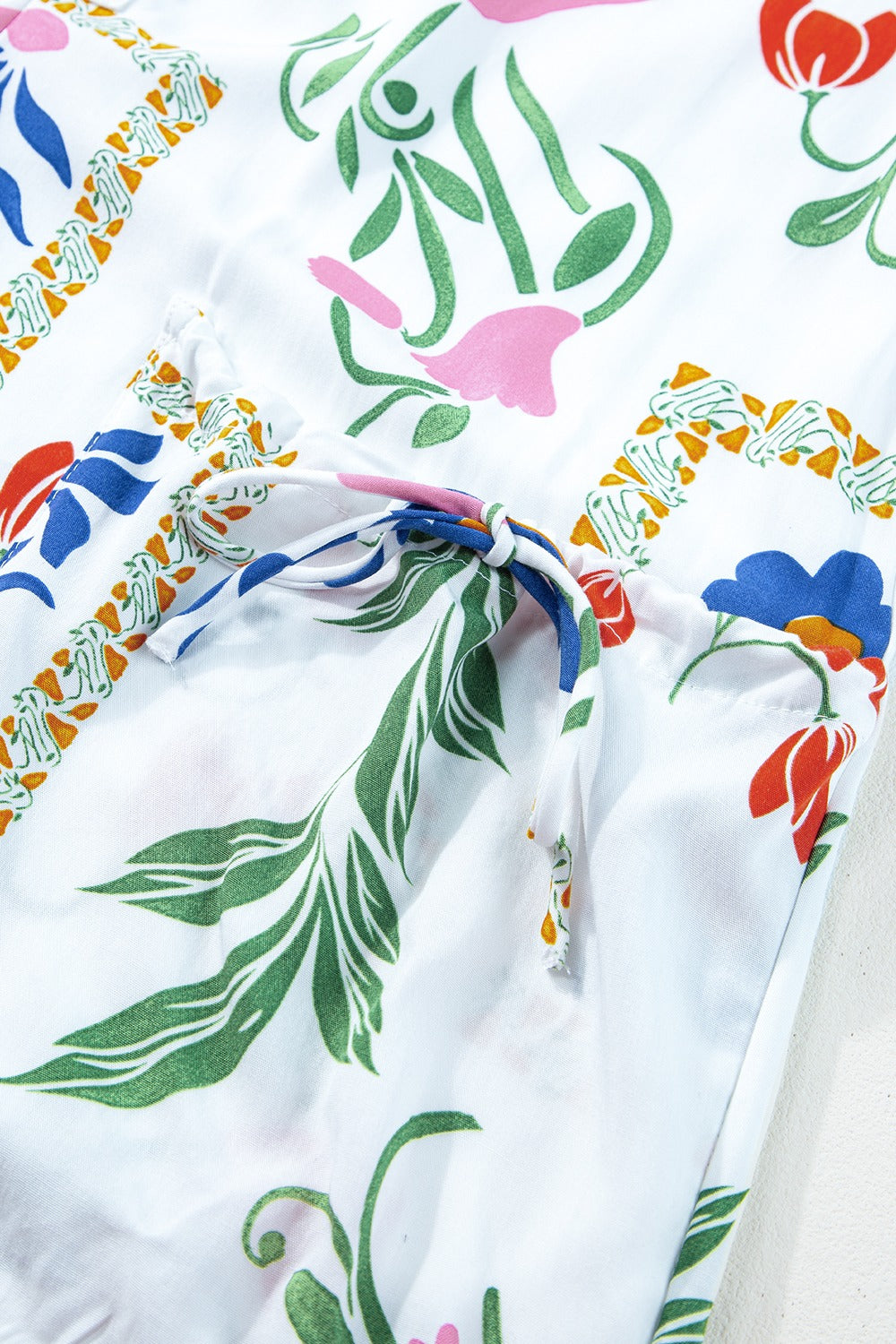 Pocketed Printed Half Sleeve Romper - Charming Charlie