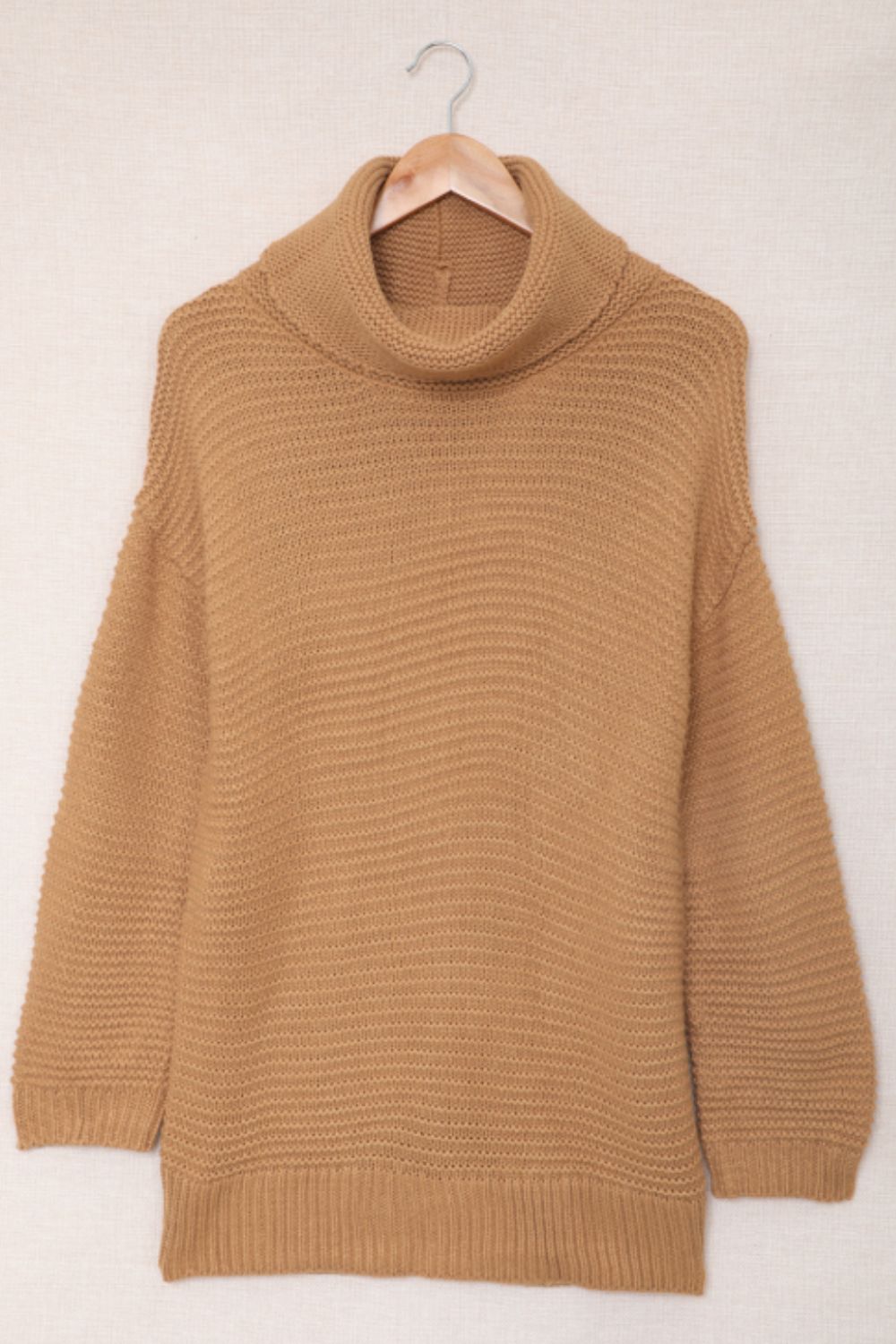 Side Slit Turtleneck Long Sleeve Sweater - Charming Charlie