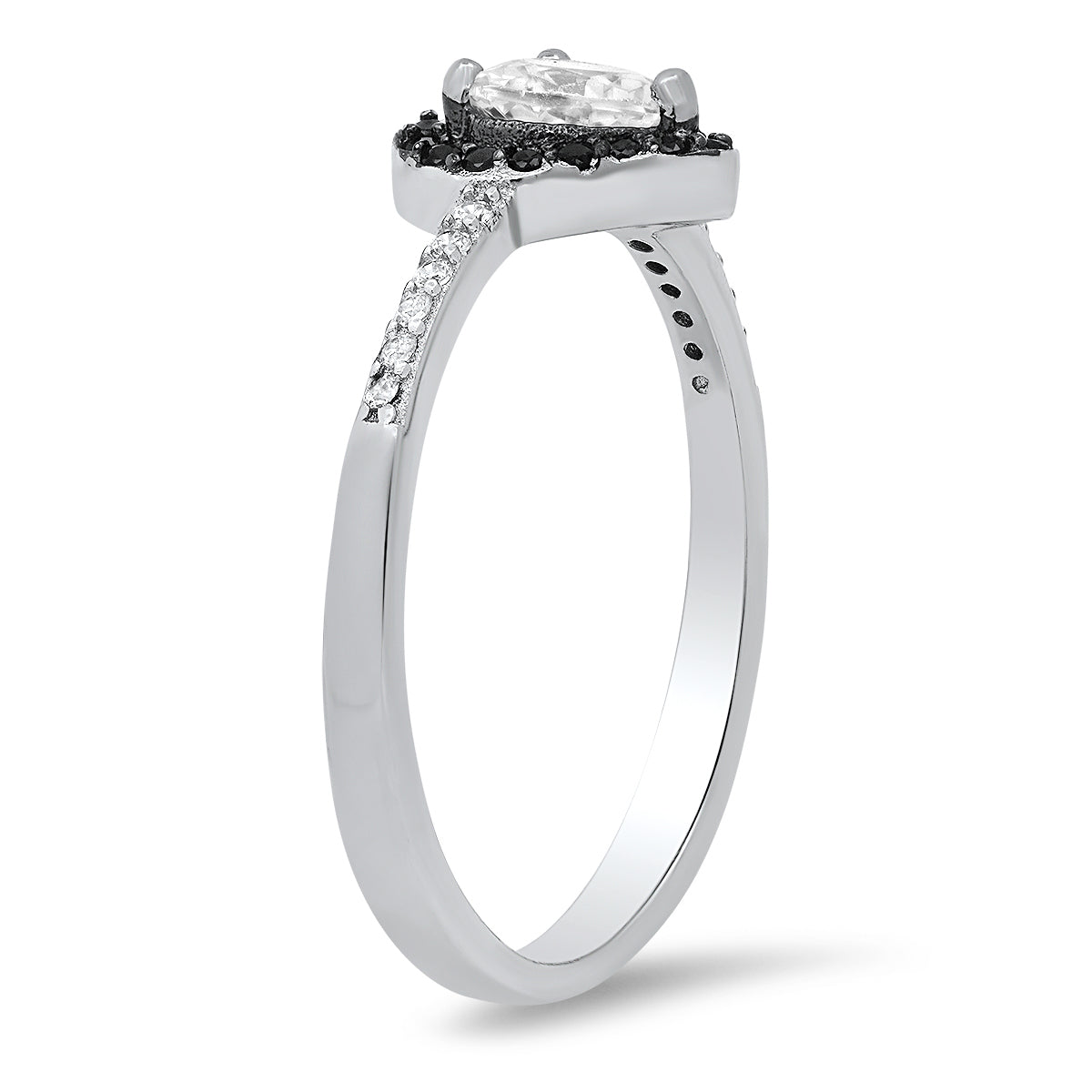 Sterling Silver Heart-cut CZ Halo Ring - Charming Charlie