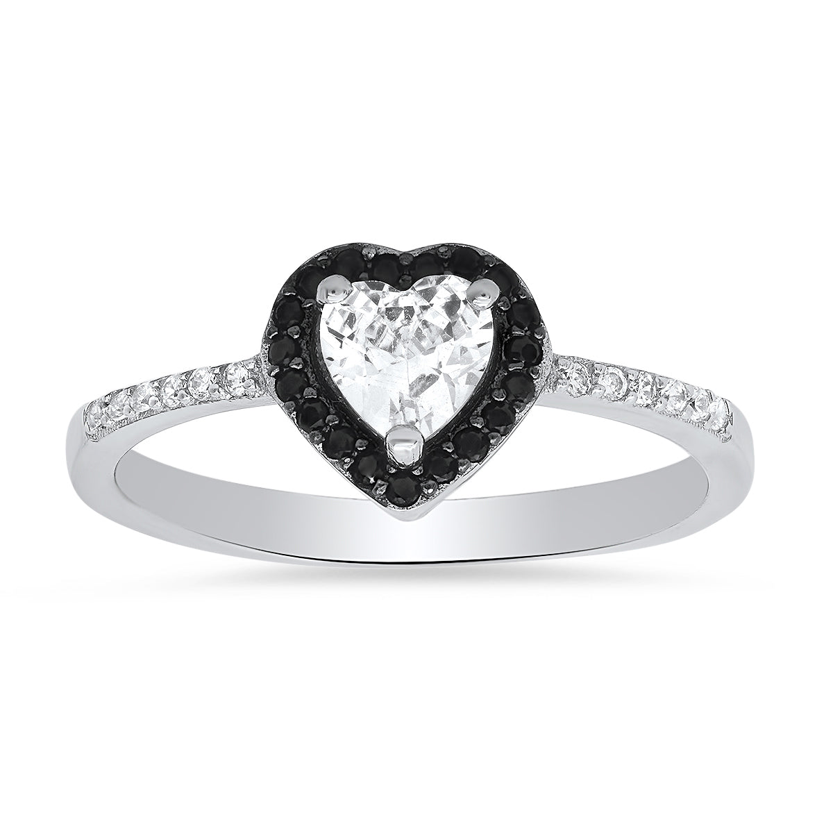 Sterling Silver Heart-cut CZ Halo Ring - Charming Charlie