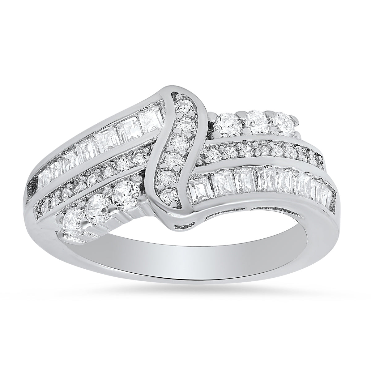 Sterling Silver Swirl CZ Ring - Charming Charlie