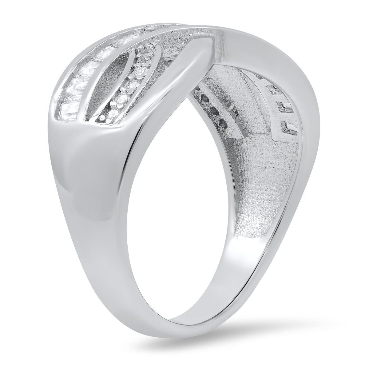 Sterling Silver Crossover CZ Ring - Charming Charlie
