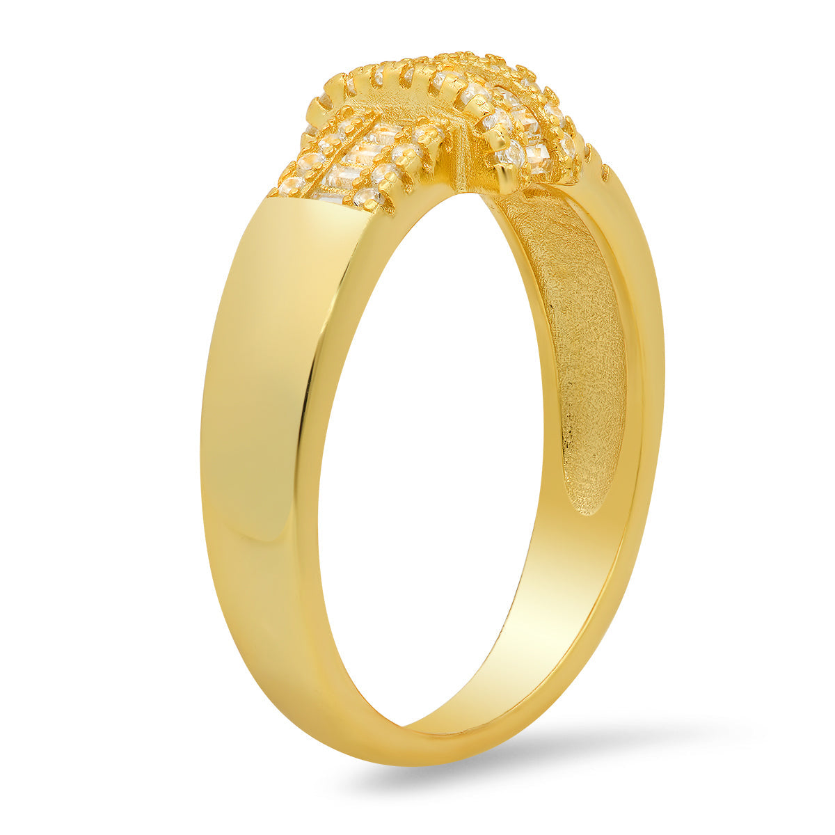 Yellow Gold Over Silver Baguette Twist CZ Ring - Charming Charlie