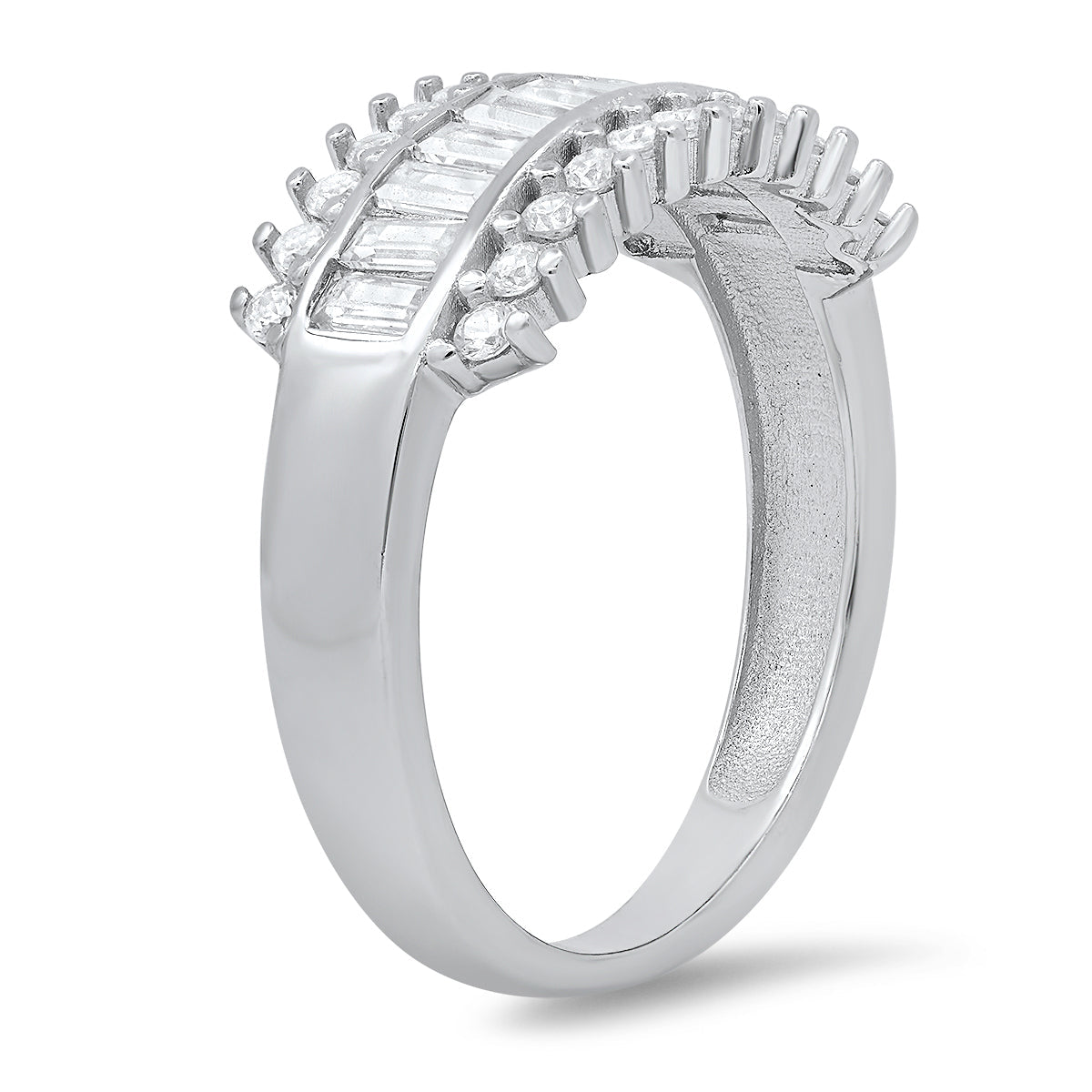 Sterling Silver Baguette CZ Band Ring - Charming Charlie