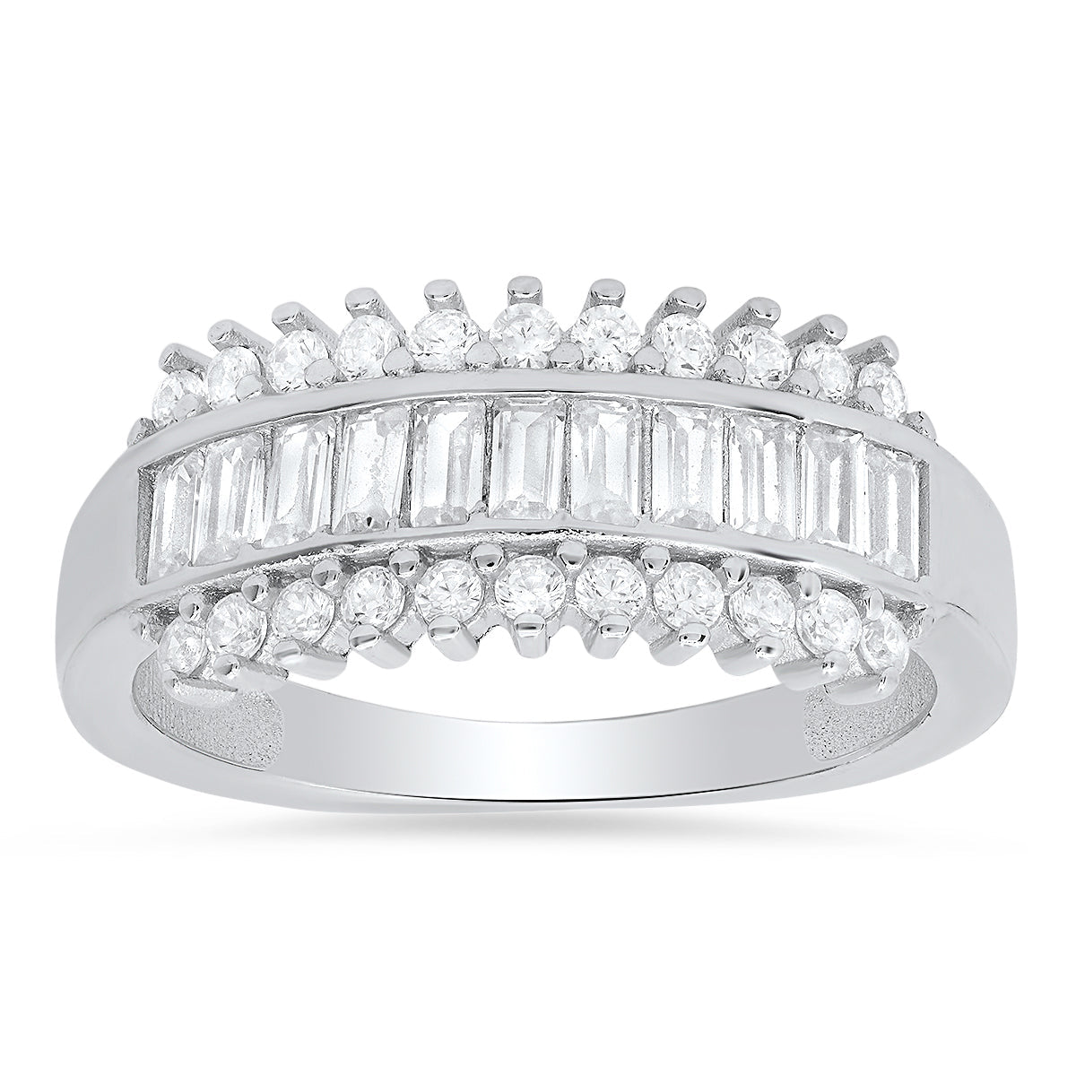 Sterling Silver Baguette CZ Band Ring - Charming Charlie