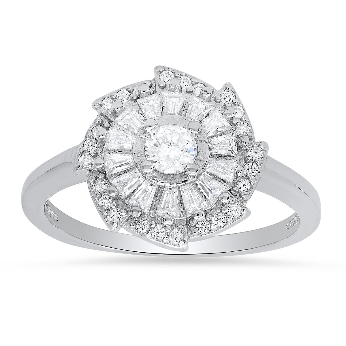 Sterling Silver Vintage CZ Swirl Ring - Charming Charlie