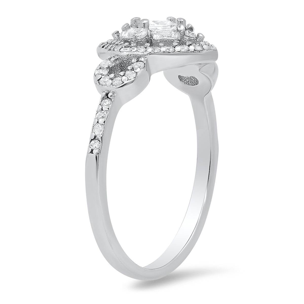 Sterling Silver Multi-cut Halo CZ Ring - Charming Charlie