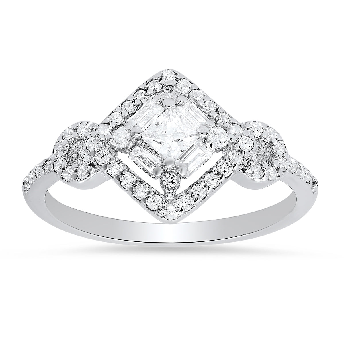 Sterling Silver Multi-cut Halo CZ Ring - Charming Charlie
