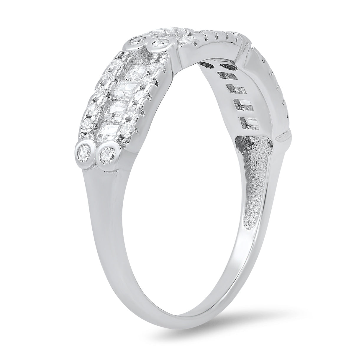 Sterling Silver Baguette-cut CZ Band Ring - Charming Charlie
